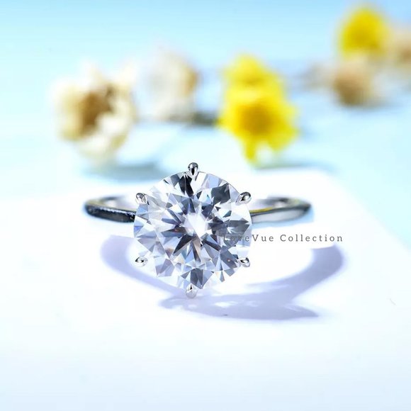 Certified 4ct. t.w. Diamond in 10k Solid White Gold Solitaire Engagement Ring - Picture 1 of 15